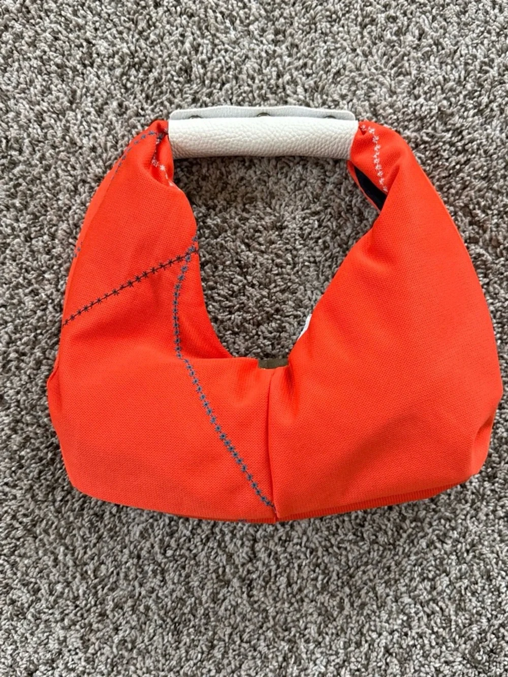 Bold Orange Shoulder Hobo Bag with Cream Accent